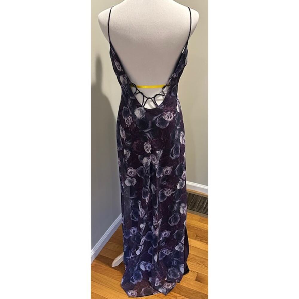 Niki Livas Y2k Whimsygoth Purple Floral Low Back Prom Gown Dress Sz Small EUC - Picture 3 of 6
